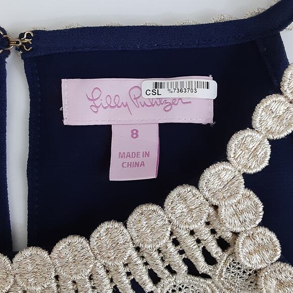 Lilly Pulitzer Pearl Soft Shift Dress Navy Blue Solid Womens 8 Sleeveless Resort - Picture 9 of 13